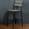 Bfm Seating BFM Seaside Black Aluminum Side Bar Height Chair with Gray Synthetic Teak Back and Seat 163PH202BBKT